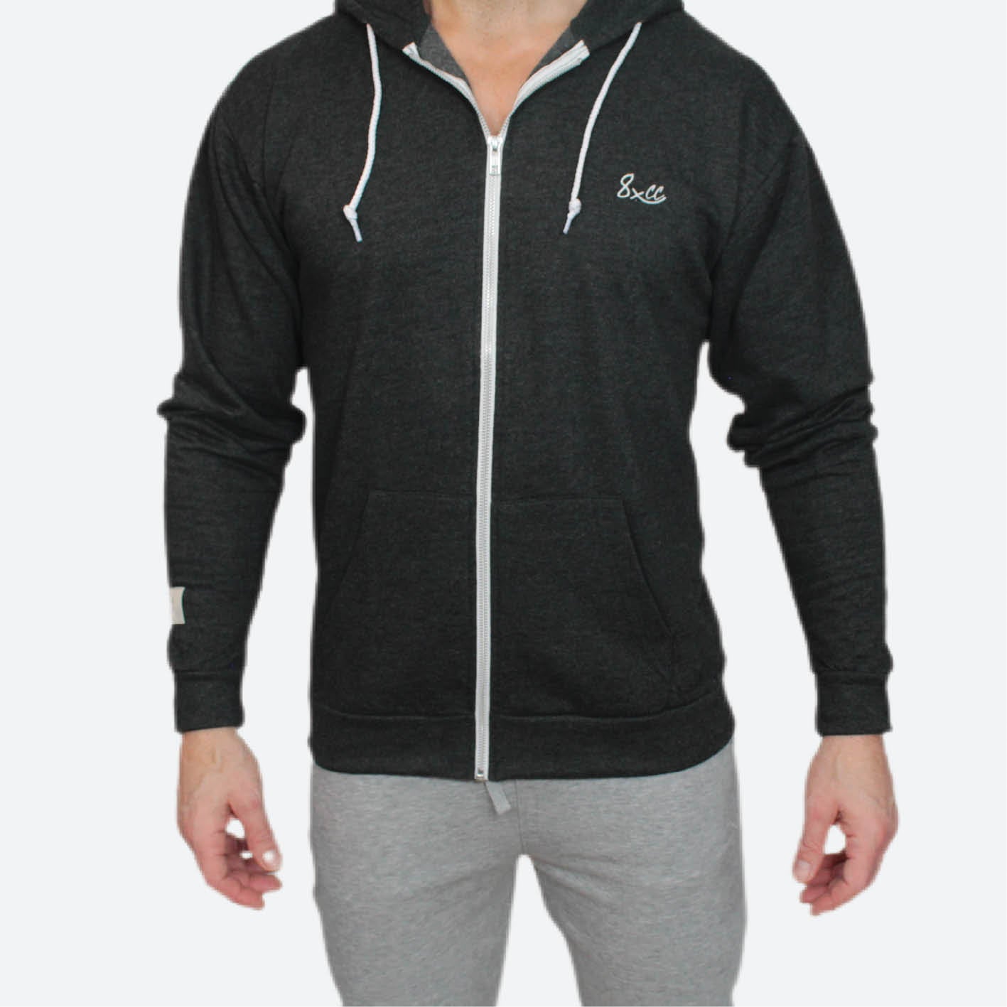 8XCC FULL ZIP HOODIE | CHARCOAL GREY