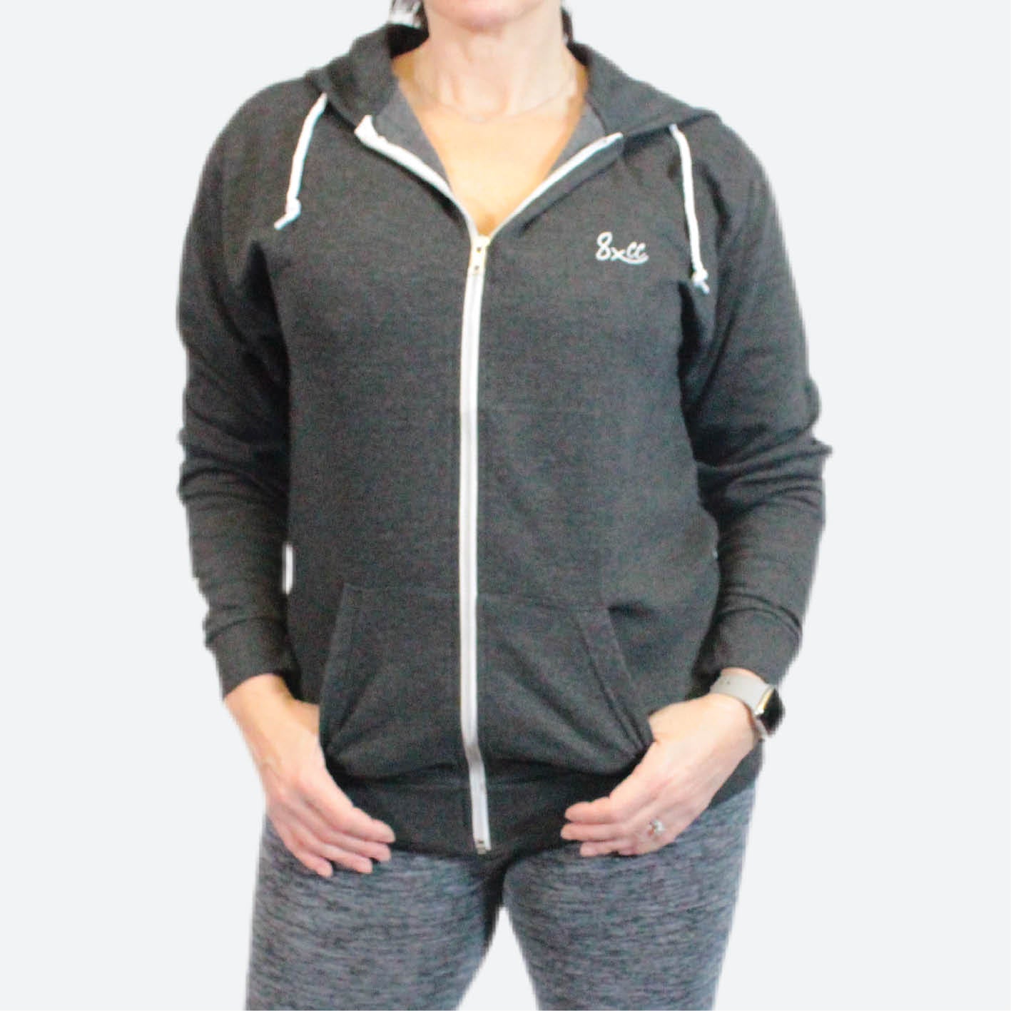 8XCC FULL ZIP HOODIE | CHARCOAL GREY