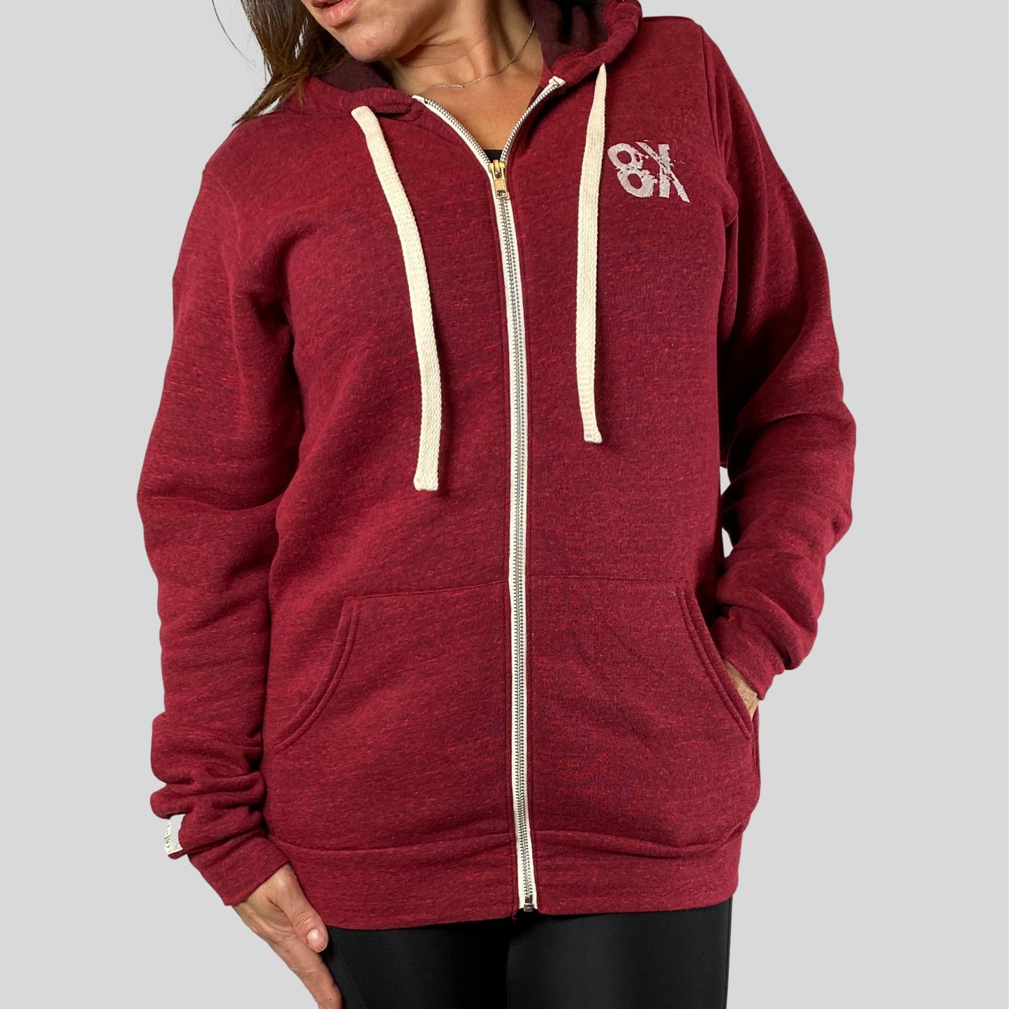 EVERYDAY | The VLAD |  Full Zip Embroidered 8X Hoodie | Cardinal Red
