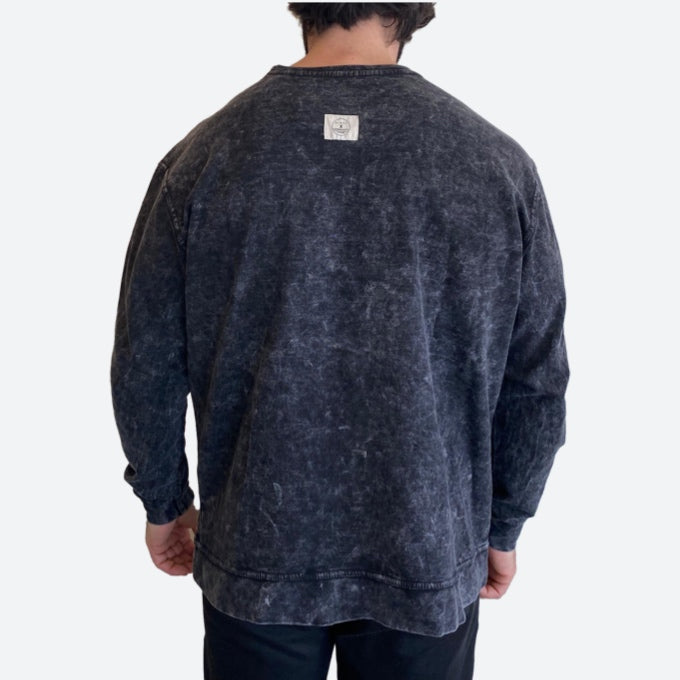 LIMITED EDITION 8X LOGO ‘ERIK’ ACID WASHED SWEATSHIRT | GREY/BLACK