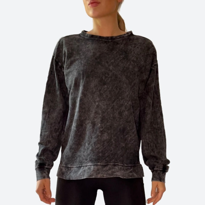 LIMITED EDITION 8X LOGO ‘ERIK’ ACID WASHED SWEATSHIRT | GREY/BLACK