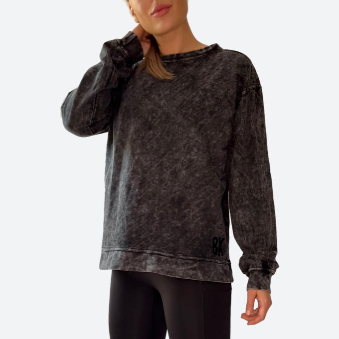 LIMITED EDITION 8X LOGO ‘ERIK’ ACID WASHED SWEATSHIRT | GREY/BLACK