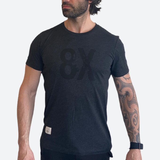 ‘ERIK’ 8X LOGO TEE | HEATHER BLACK