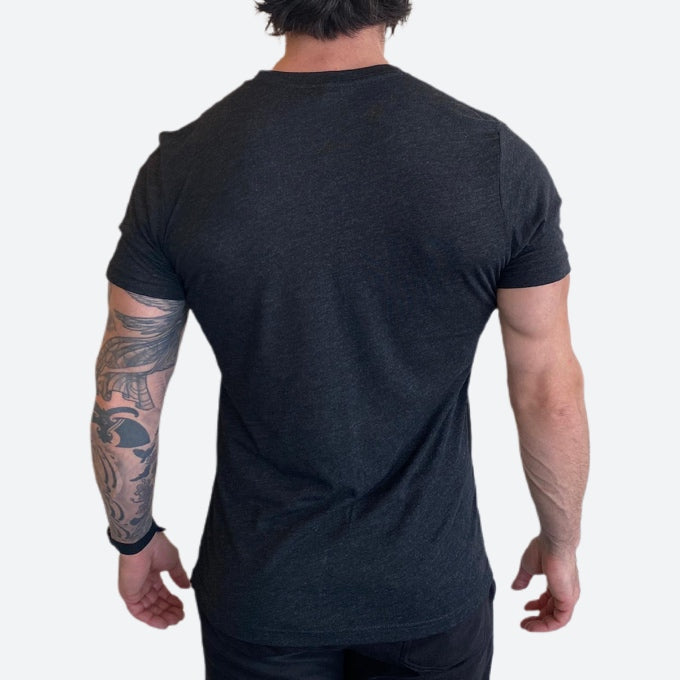 ‘ERIK’ 8X LOGO TEE | HEATHER BLACK