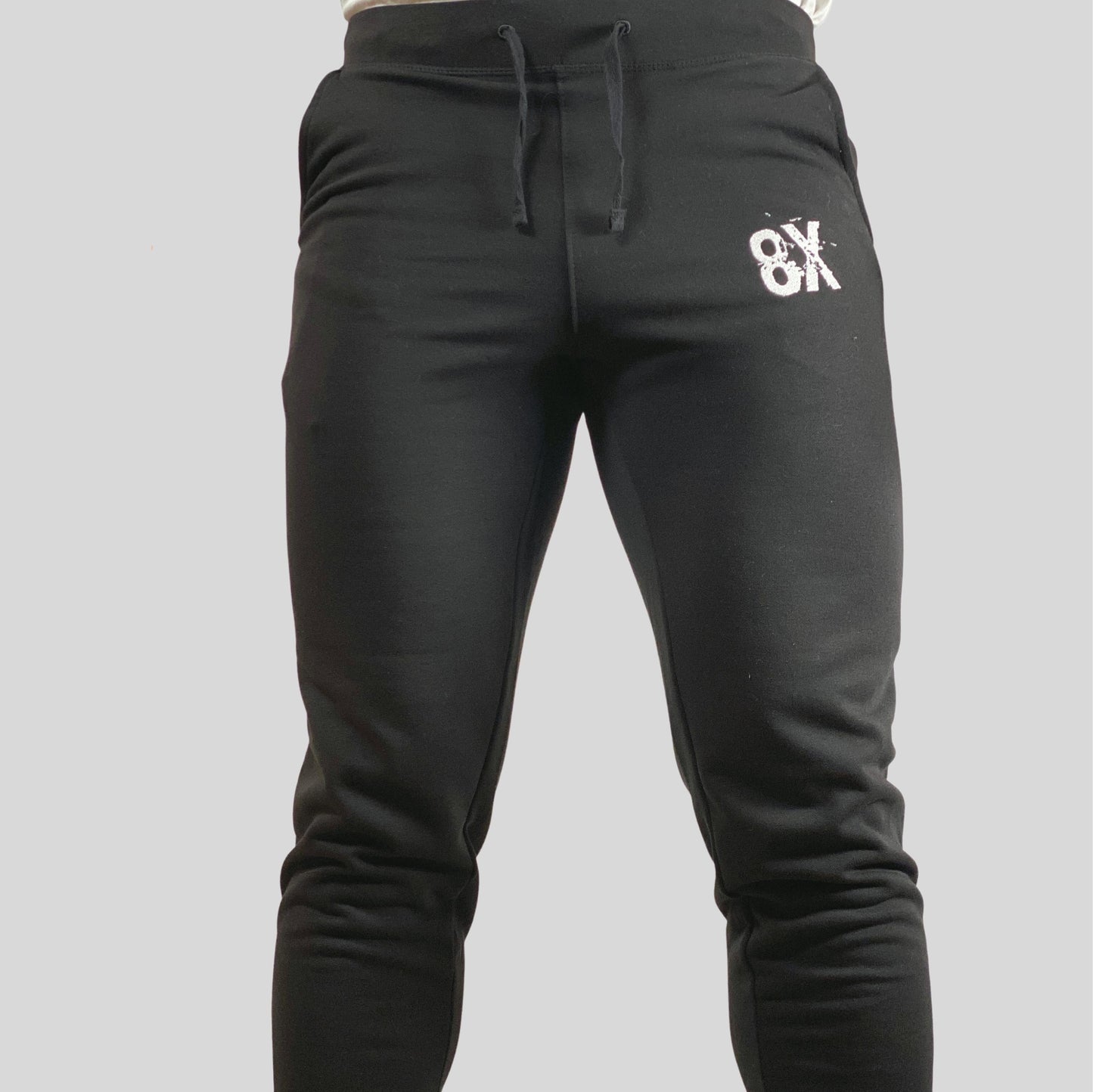 EVERYDAY | Unisex Embroidered 8X Slim Cuffed Joggers | Black