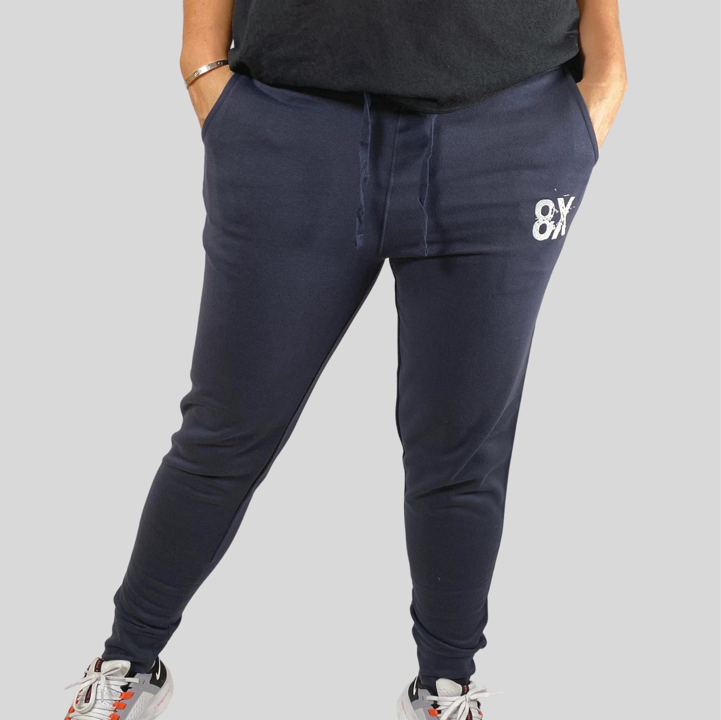 EVERYDAY | Unisex Embroidered 8X Slim Cuffed Joggers | Navy