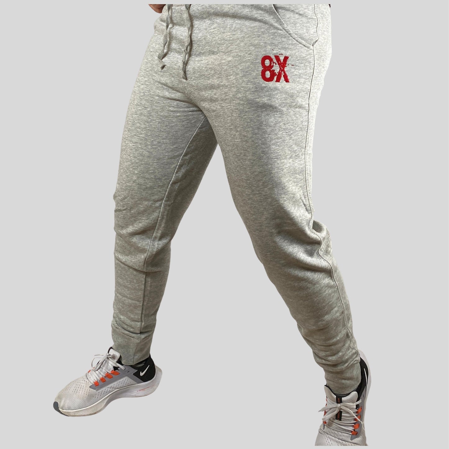 EVERYDAY | Unisex Embroidered 8X Slim Cuffed Joggers | Heather Grey