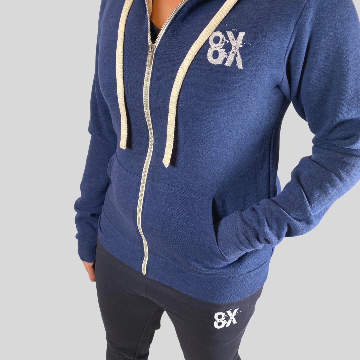 EVERYDAY | The VLAD |  Full Zip Embroidered 8X Hoodie | Navy