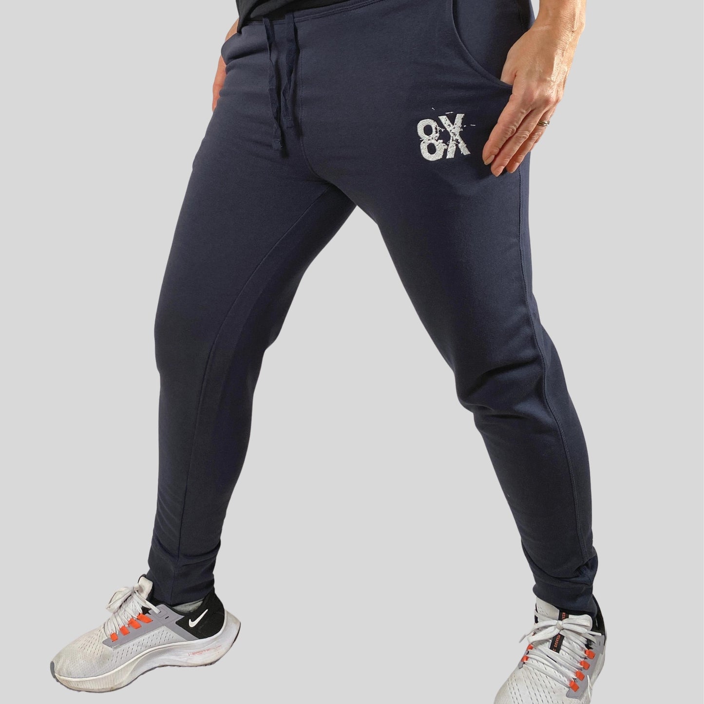 EVERYDAY | Unisex Embroidered 8X Slim Cuffed Joggers | Navy