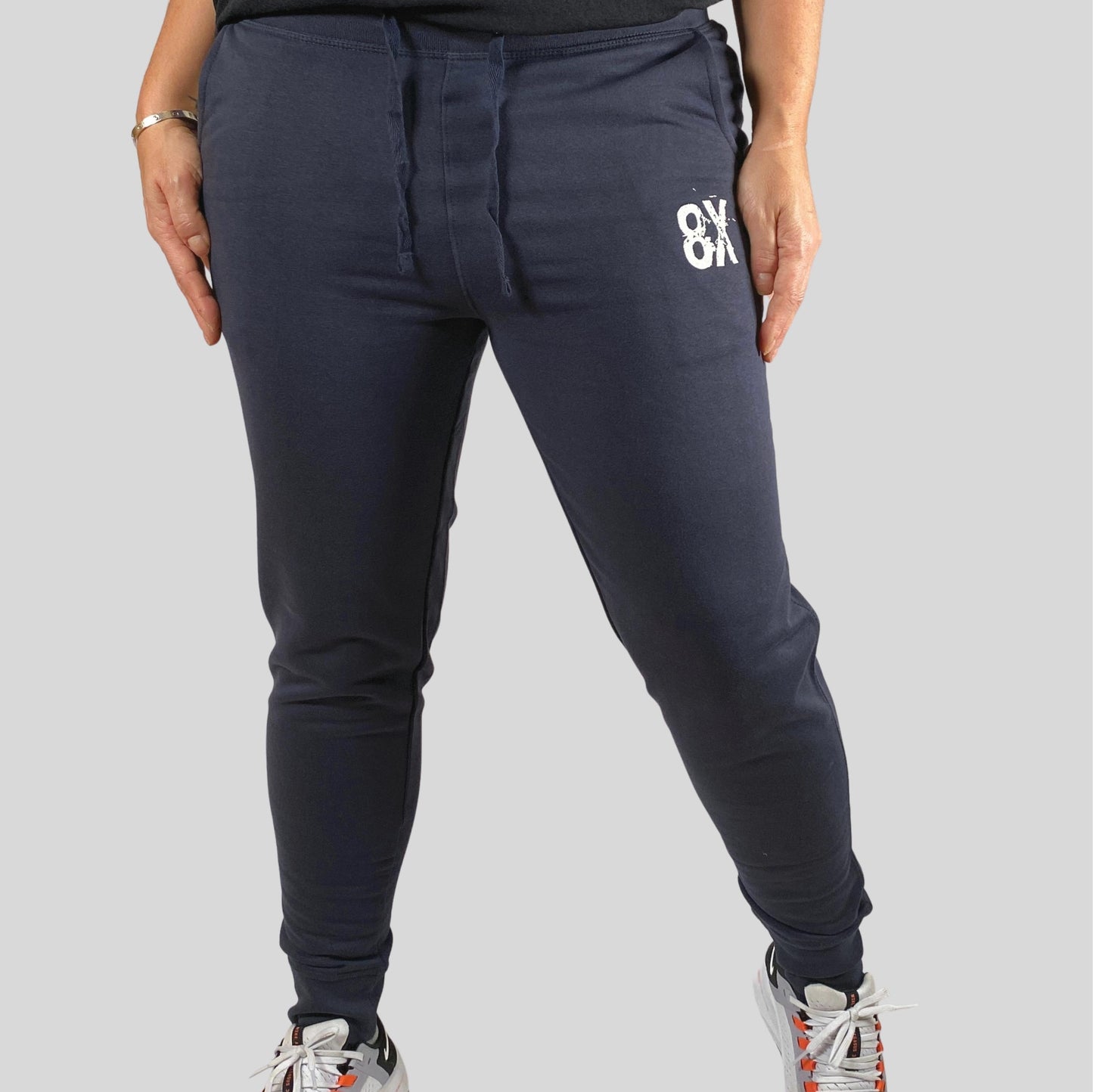 EVERYDAY | Unisex Embroidered 8X Slim Cuffed Joggers | Navy