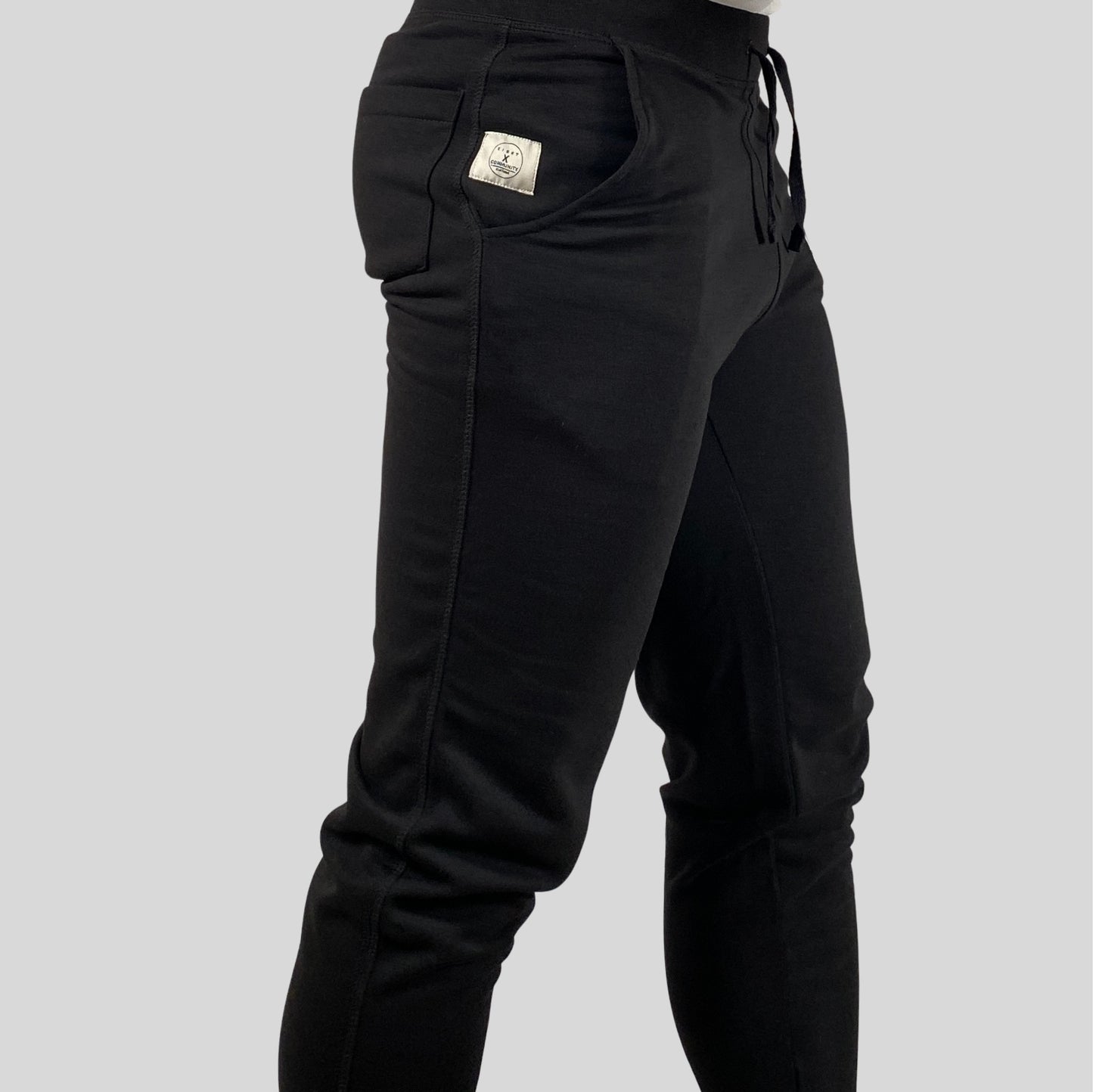 EVERYDAY | Unisex Embroidered 8X Slim Cuffed Joggers | Black