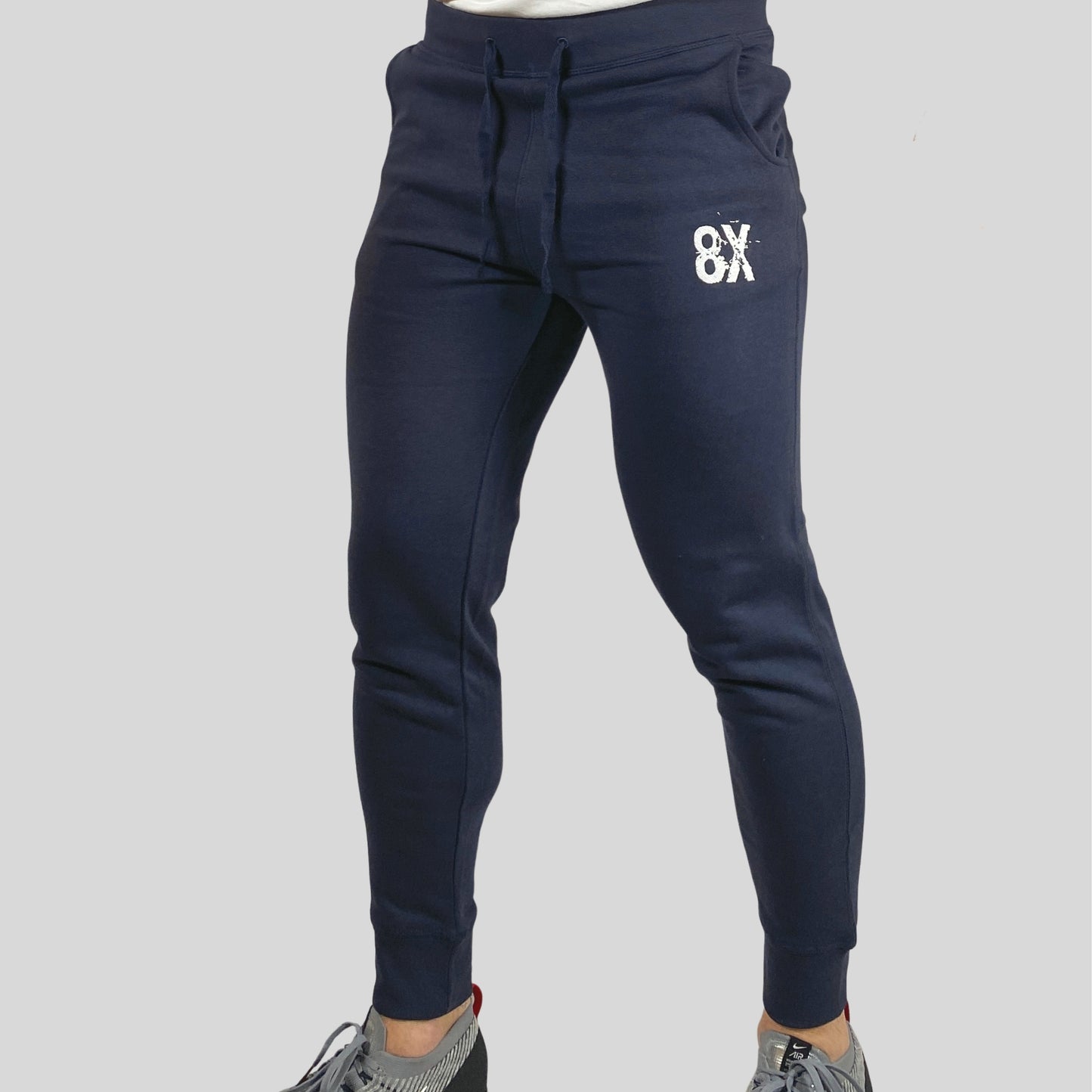 EVERYDAY | Unisex Embroidered 8X Slim Cuffed Joggers | Navy