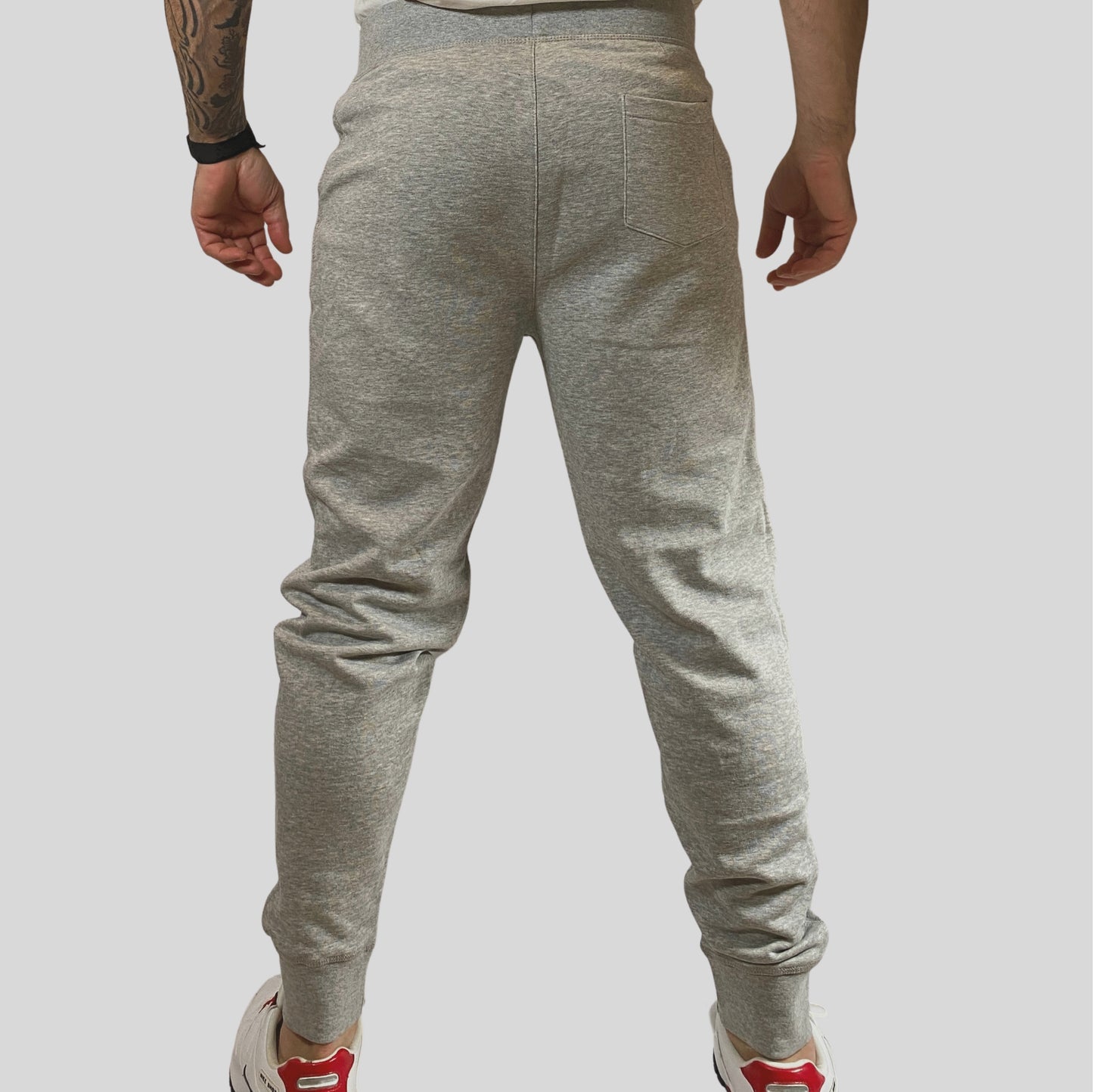 EVERYDAY | Unisex Embroidered 8X Slim Cuffed Joggers | Heather Grey