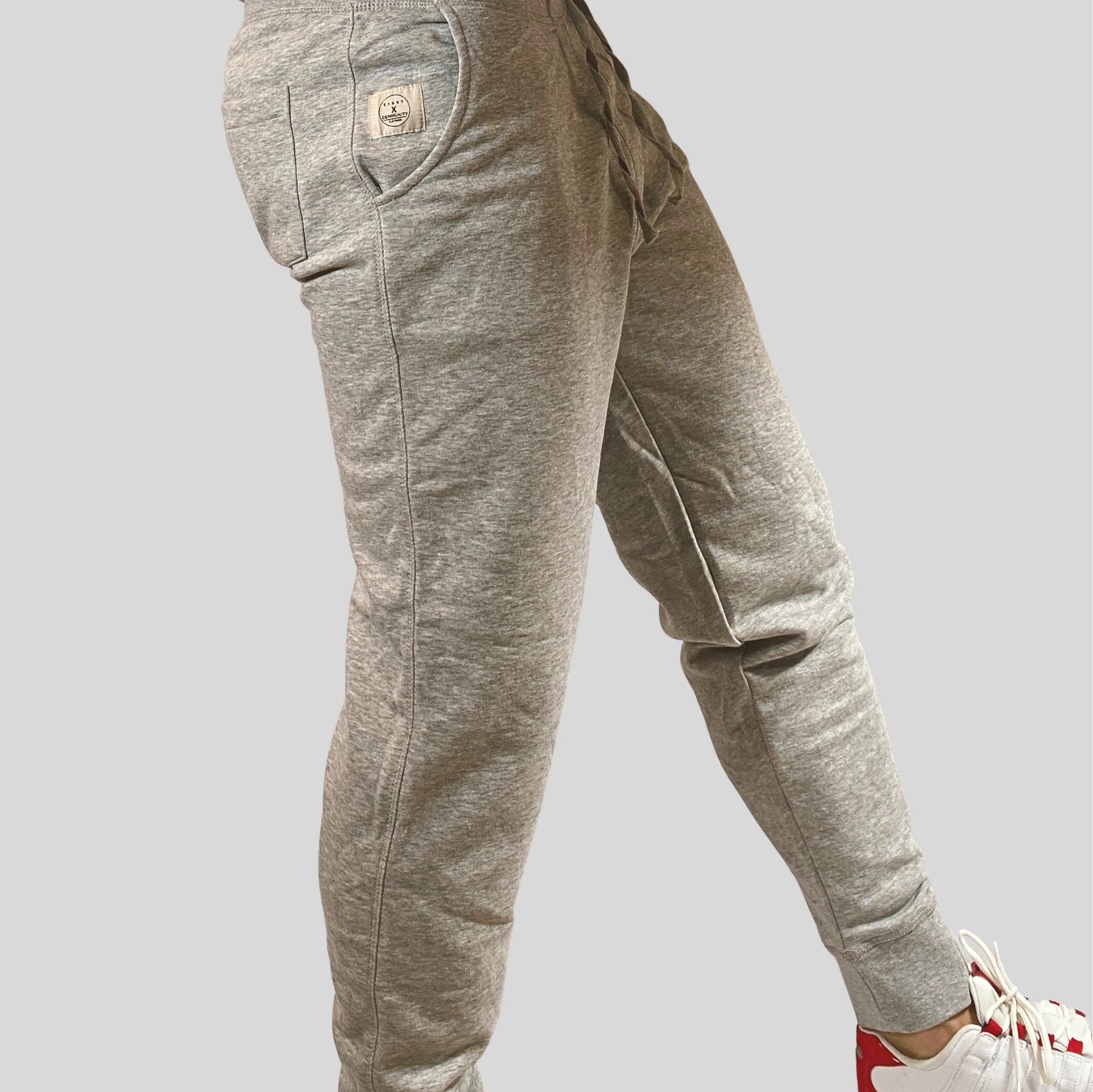EVERYDAY | Unisex Embroidered 8X Slim Cuffed Joggers | Heather Grey
