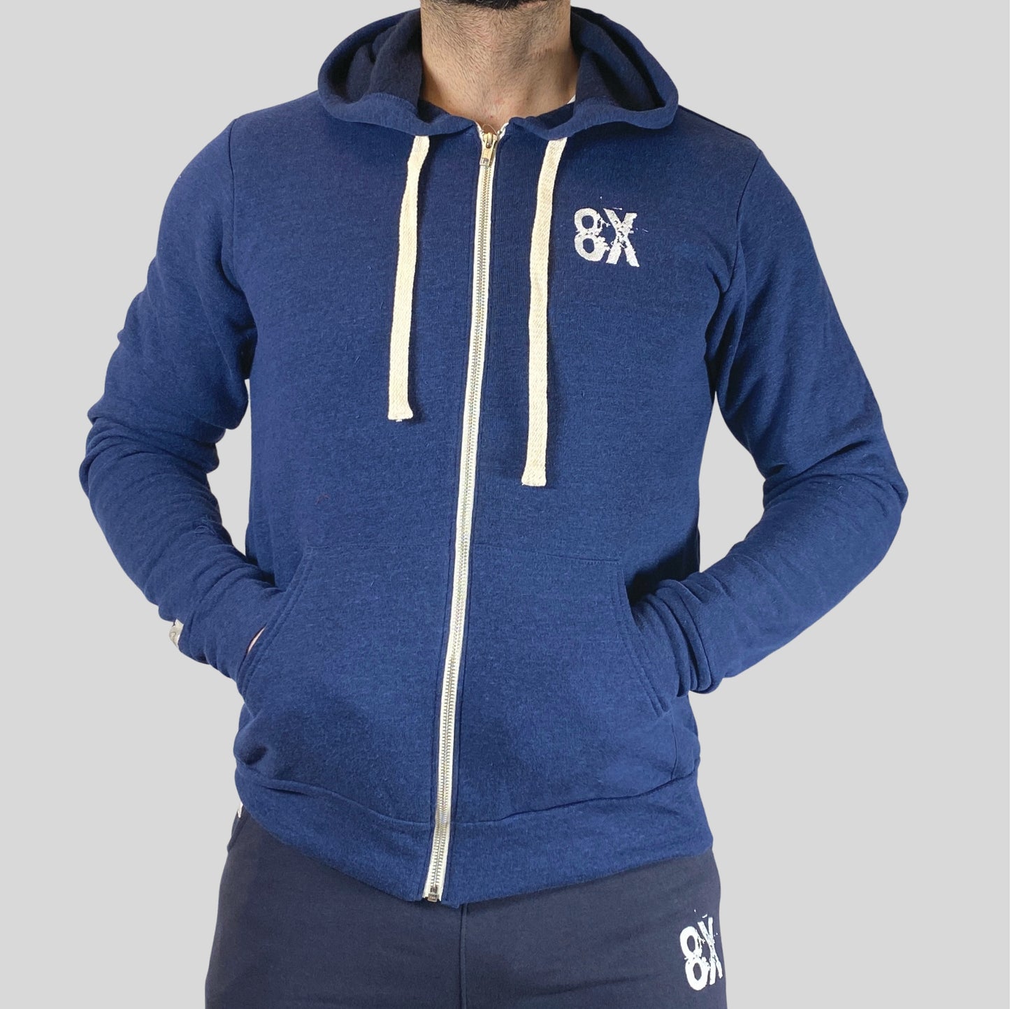 EVERYDAY | The VLAD |  Full Zip Embroidered 8X Hoodie | Navy