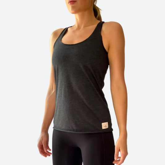 ‘ERIK’ DOWN ONCE MORE GRAPHIC SCOOP TANK | CHARCOAL