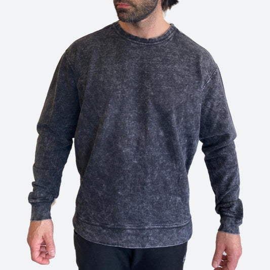 LIMITED EDITION 8X LOGO ‘ERIK’ ACID WASHED SWEATSHIRT | GREY/BLACK