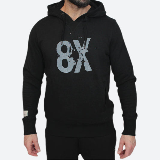 8X LOGO UNISEX HOODIE | BLACK