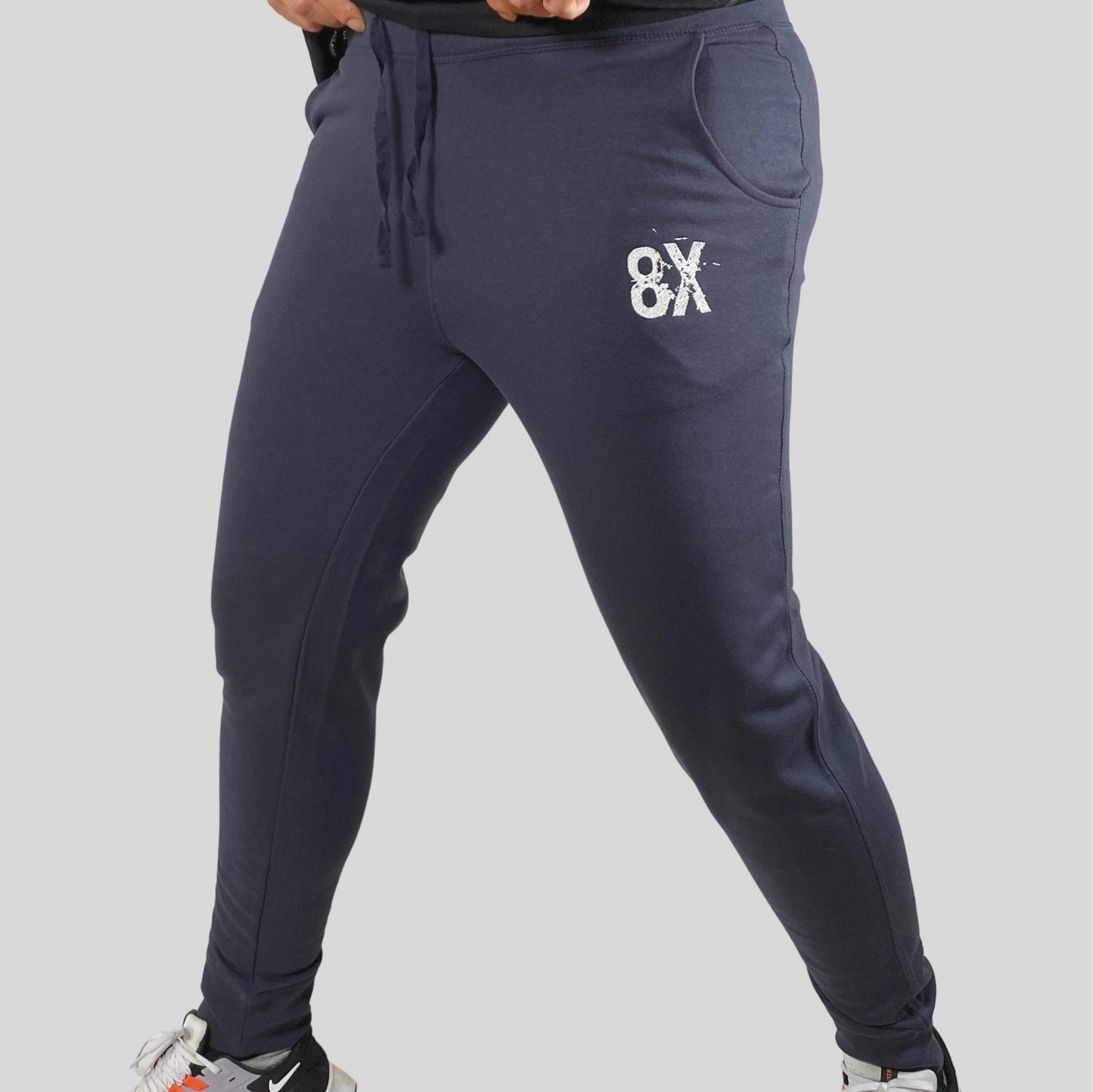 EVERYDAY | Unisex Embroidered 8X Slim Cuffed Joggers | Navy
