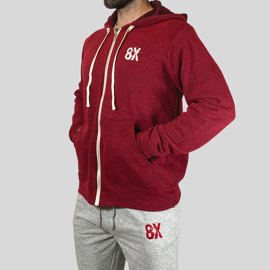 EVERYDAY | The VLAD |  Full Zip Embroidered 8X Hoodie | Cardinal Red