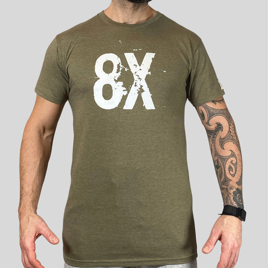 EVERYDAY | THE GLEB | 8X LOGO UNISEX T-SHIRT | Heather Olive