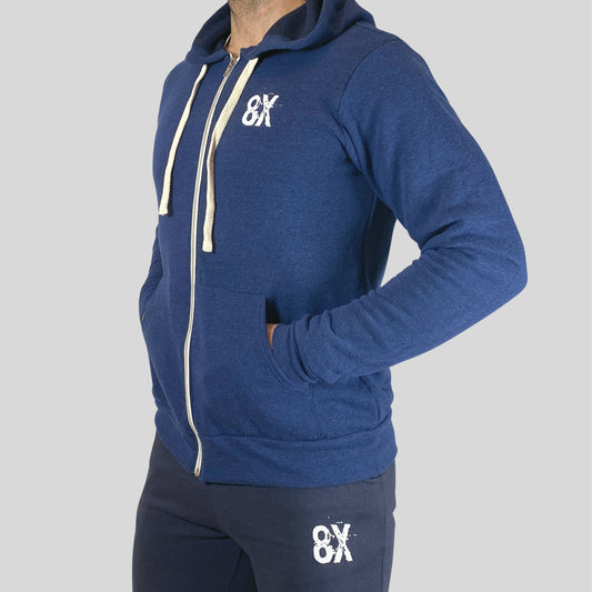 EVERYDAY | The VLAD |  Full Zip Embroidered 8X Hoodie | Navy