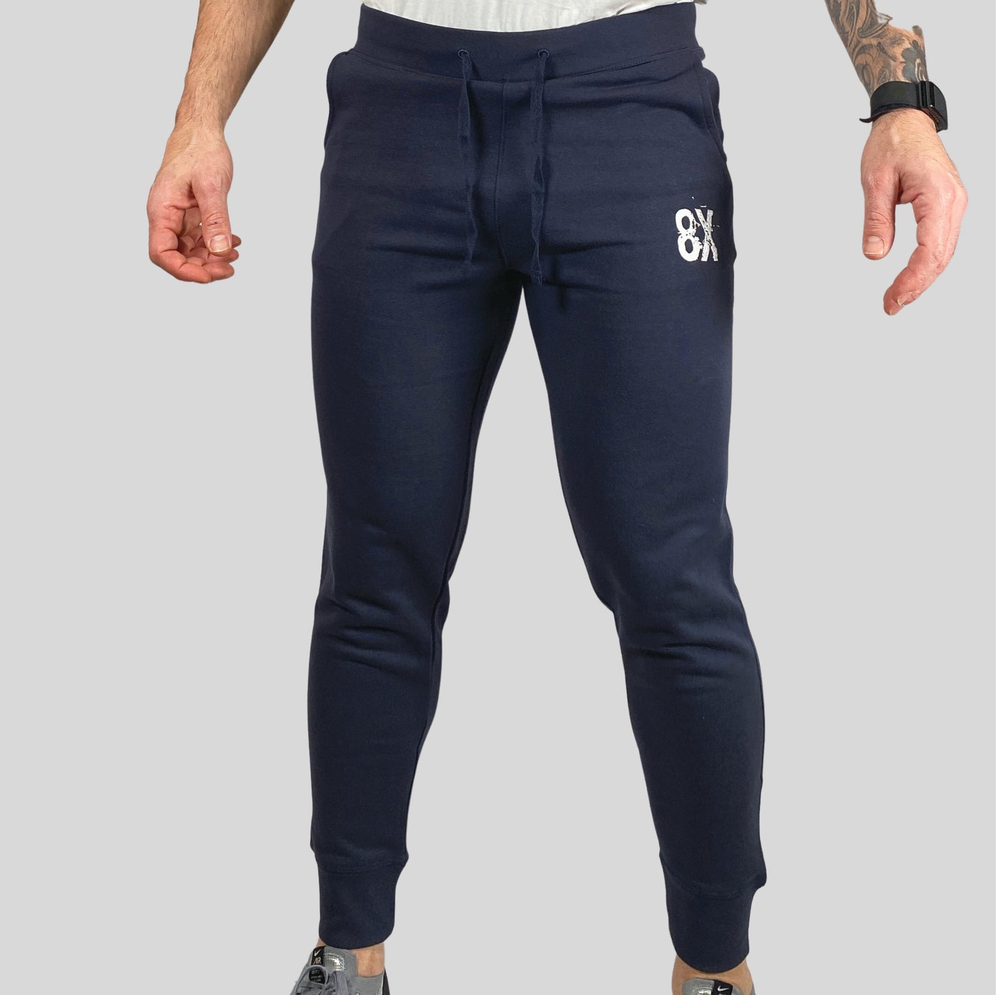 EVERYDAY | Unisex Embroidered 8X Slim Cuffed Joggers | Navy