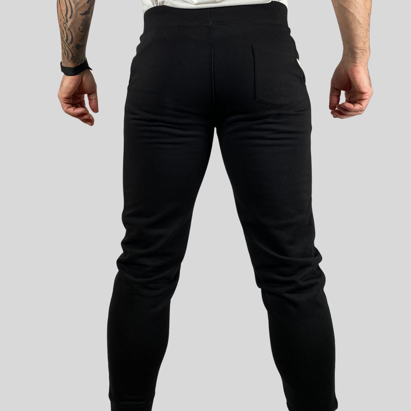 EVERYDAY | Unisex Embroidered 8X Slim Cuffed Joggers | Black